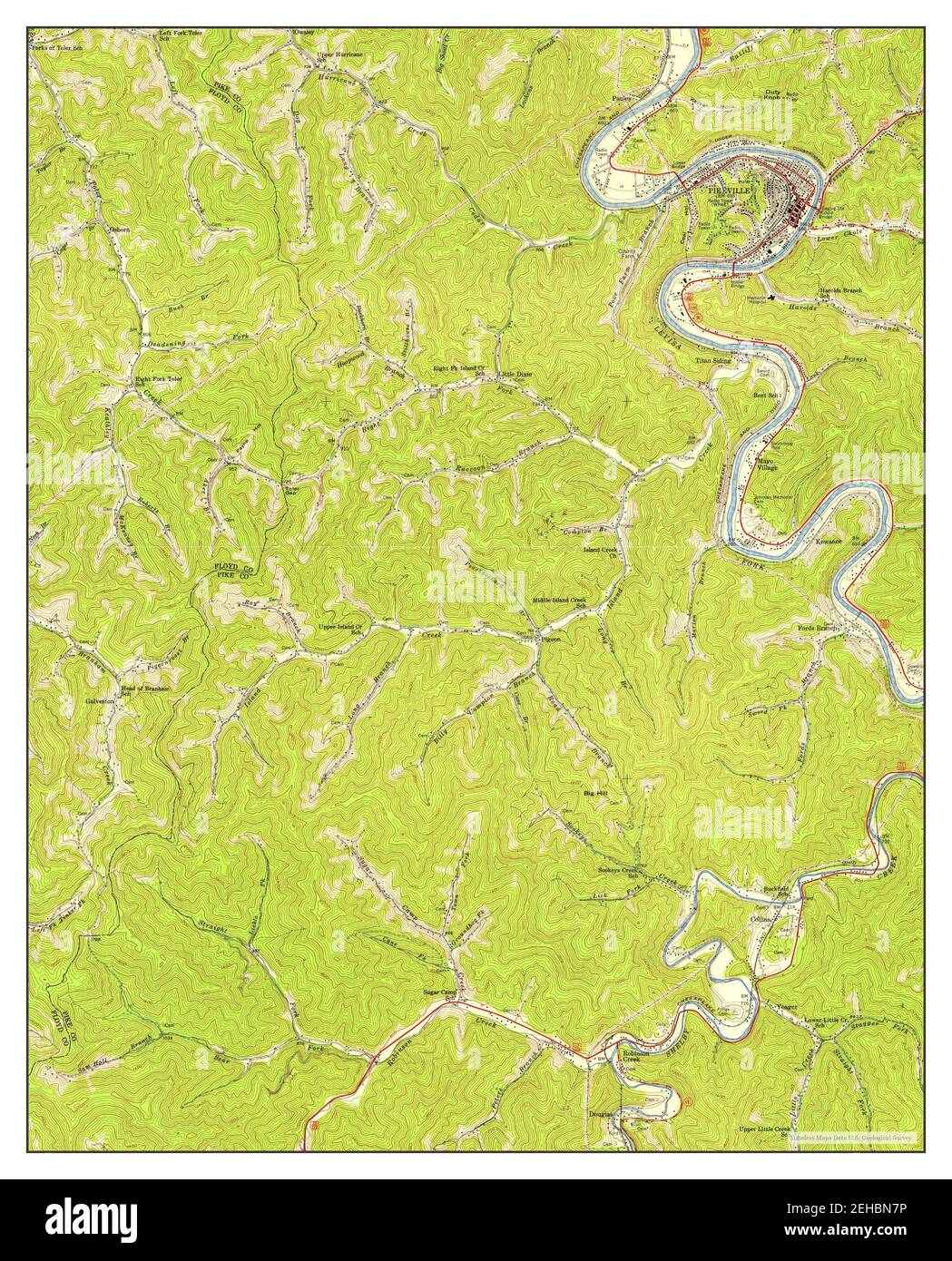 Pikeville, Kentucky, map 1954, 1:24000, United States of America by Timeless Maps, data U.S. Geological Survey Stock Photo