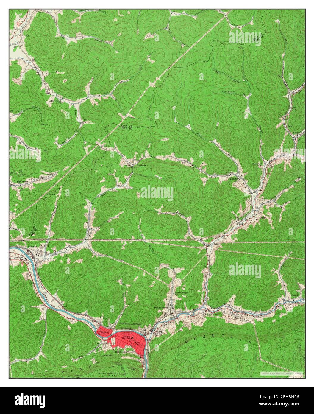 Pineville, Kentucky, map 1954, 124000, United States of America by Timeless Maps, data U.S