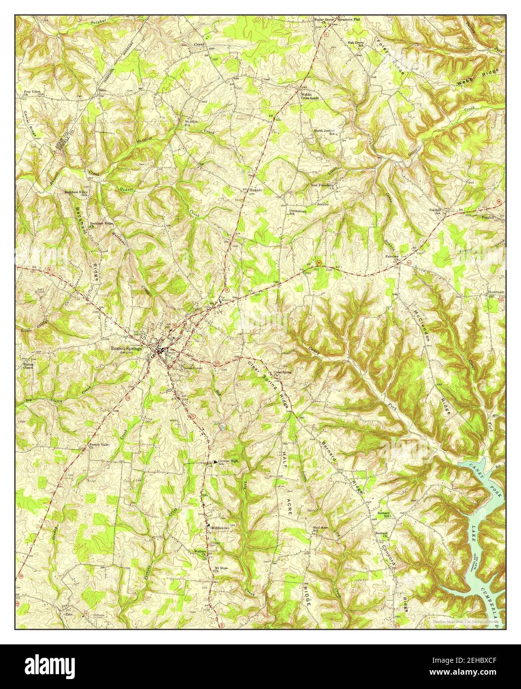 Russell Springs, Kentucky, map 1954, 124000, United States of America