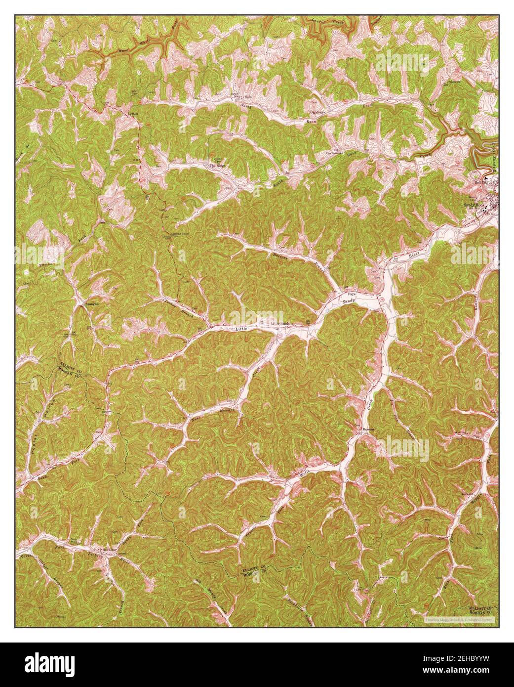 Sandy Hook, Kentucky, map 1962, 124000, United States of America by