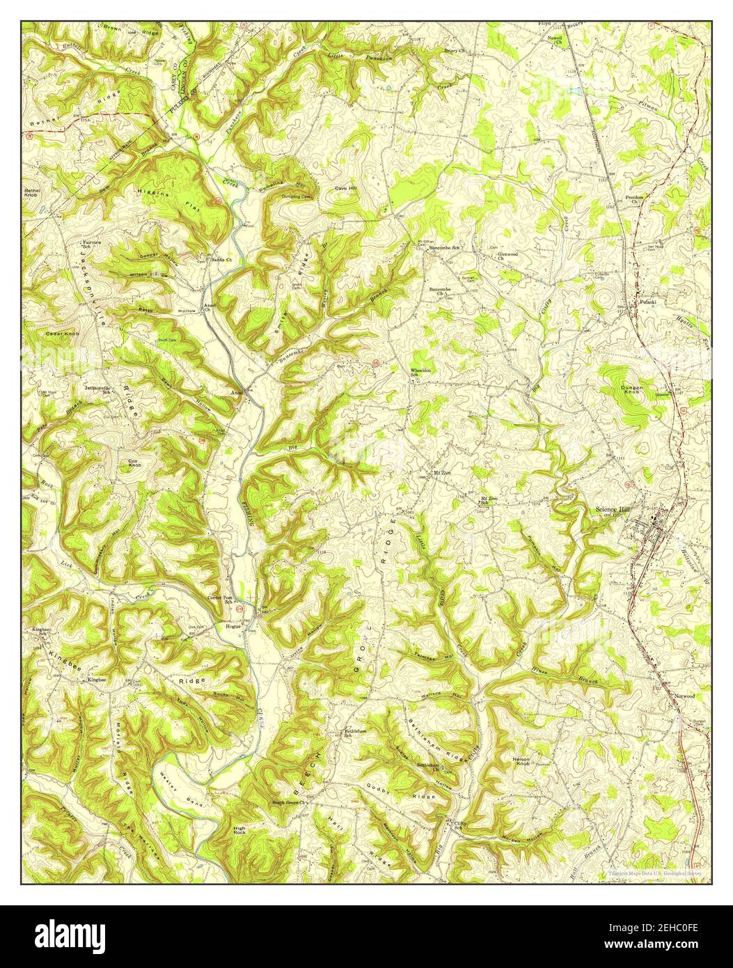 Science Hill, Kentucky, map 1954, 124000, United States of America by Timeless Maps, data U.S