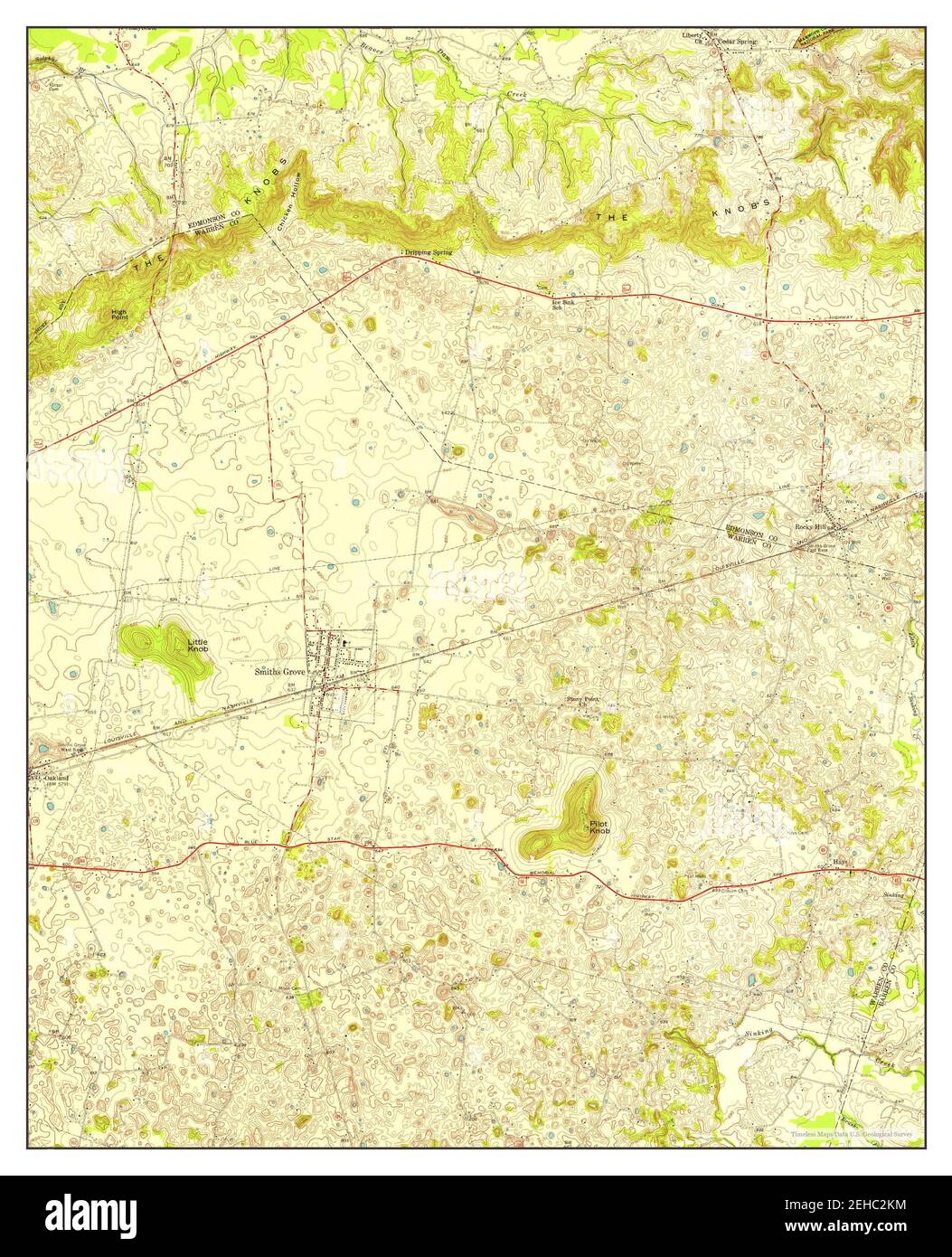 Smiths Grove, Kentucky, map 1954, 124000, United States of America by