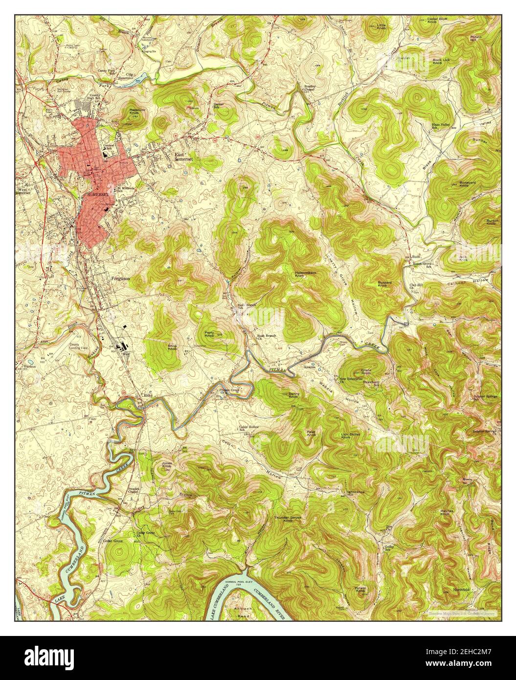 Somerset, Kentucky, map 1954, 1:24000, United States of America by Timeless Maps, data U.S 