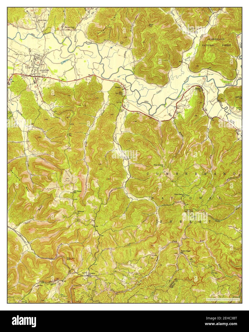 Stanton, Kentucky, map 1952, 124000, United States of America by
