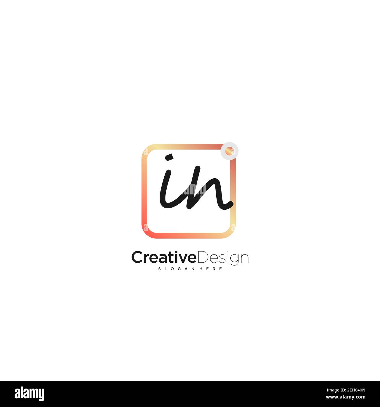 IN Initial Letter handwriting logo hand drawn colorful box vector, logo ...