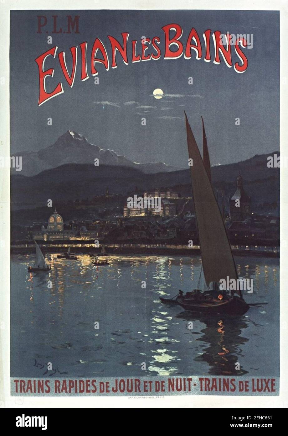P L M Evian les Bains - Tauzin Louis (1908). Stock Photo
