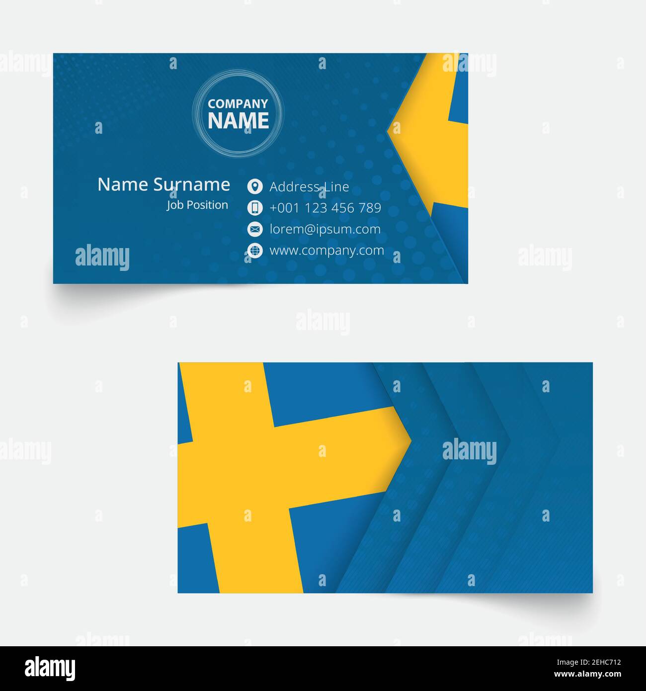 Sweden Flag Business Card, standard size (90x50 mm) business card template with bleed under the