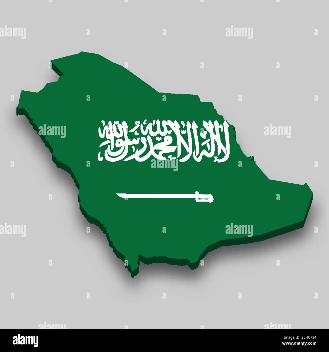 3d isometric Map of Saudi Arabia with national flag. Vector ...