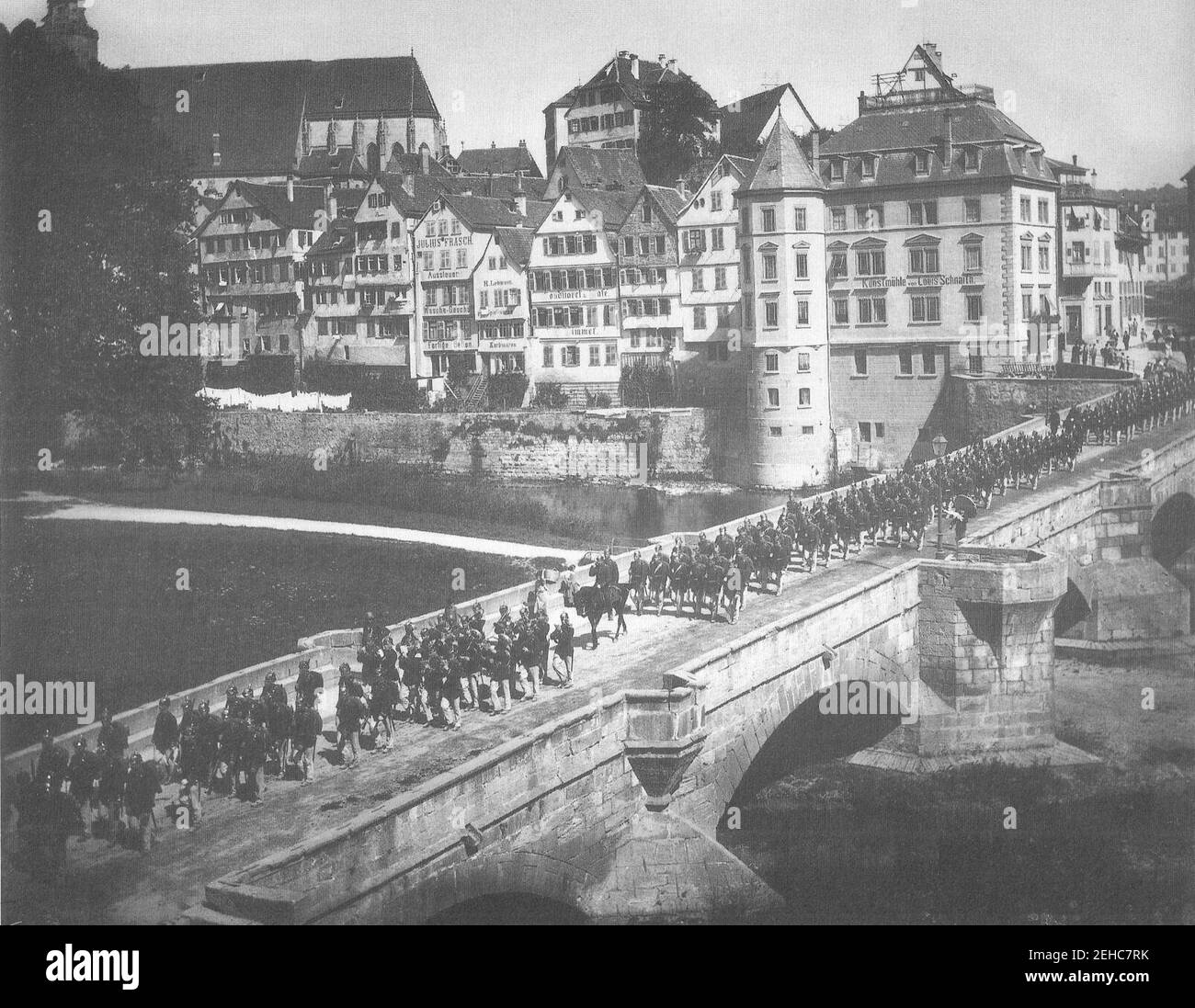 P Sinner - Württembergisches Militär auf der Eberhardsbrücke 1895 (TSiW073). Stock Photo