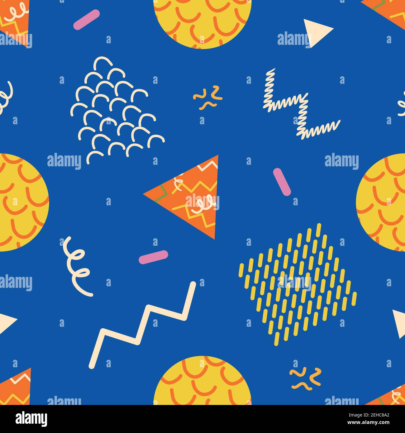 Memphis seamless pattern with geometric shapes Vector Image