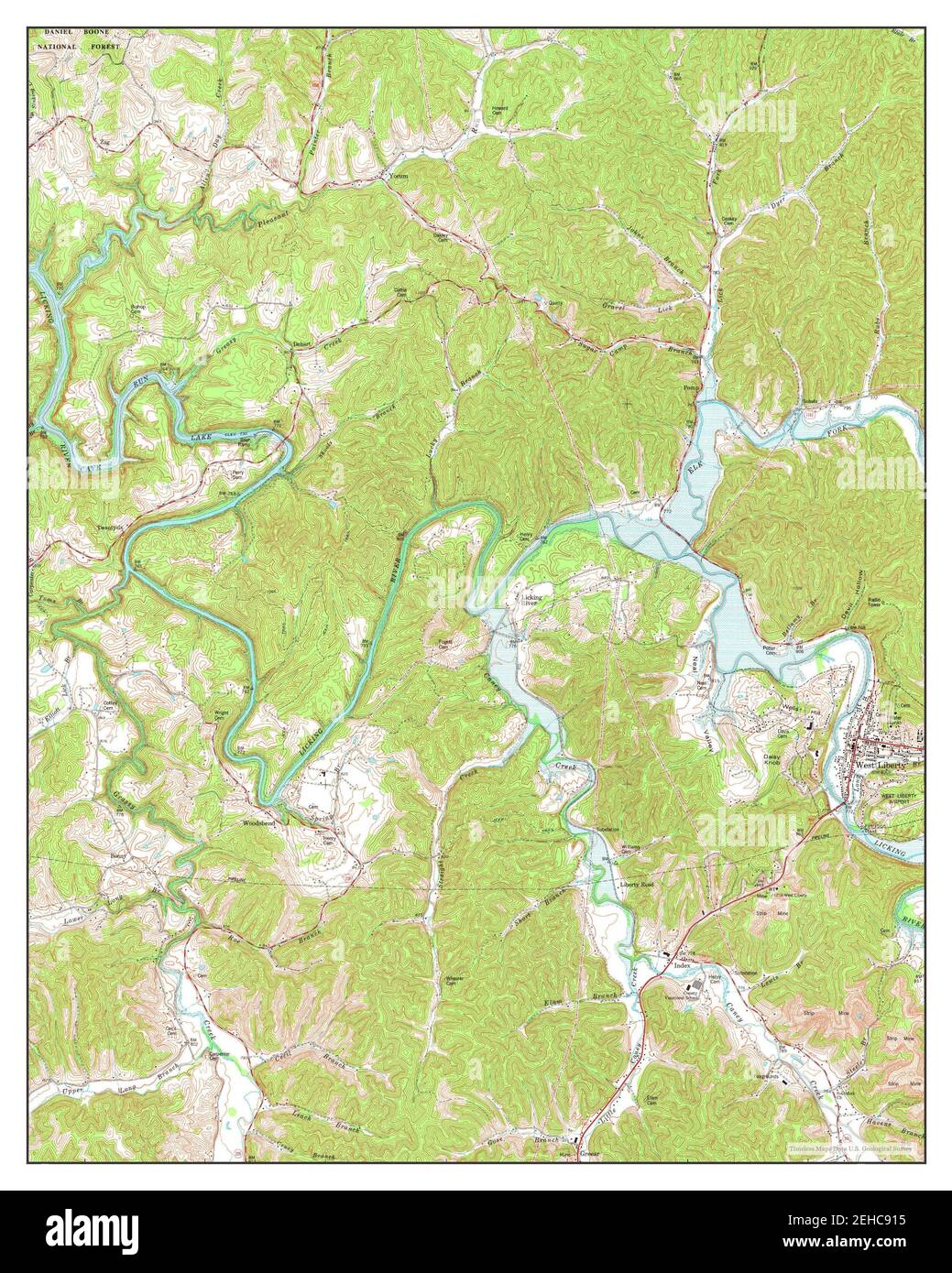 West Liberty, Kentucky, map 1977, 124000, United States of America by