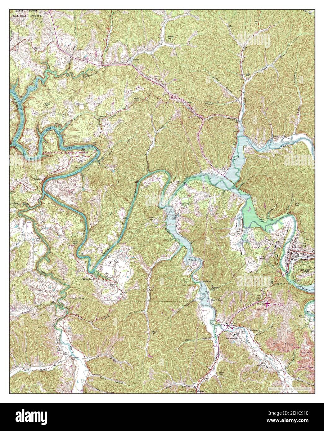 West Liberty, Kentucky, map 1977, 124000, United States of America by
