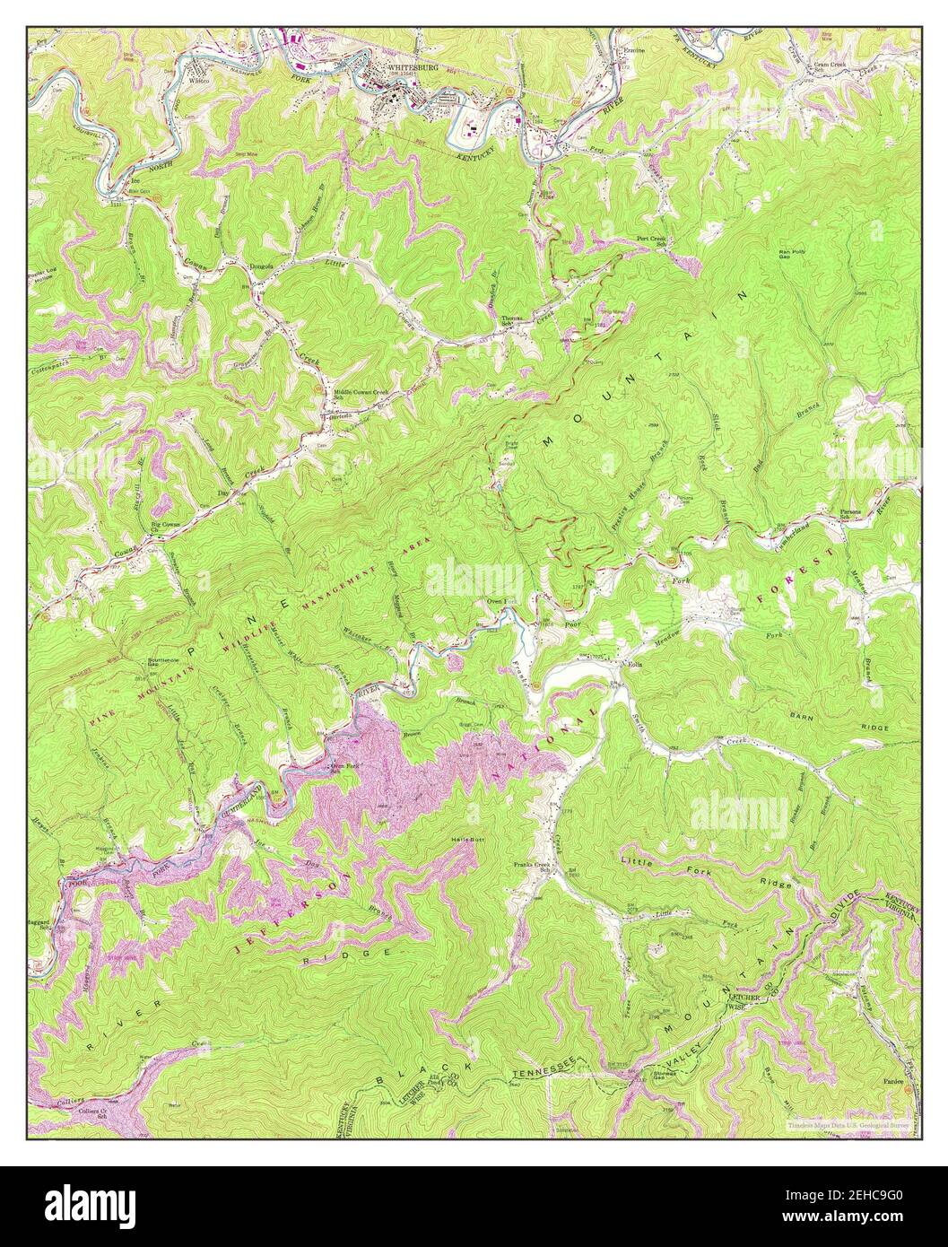 Whitesburg, Kentucky, map 1954, 124000, United States of America by Timeless Maps, data U.S