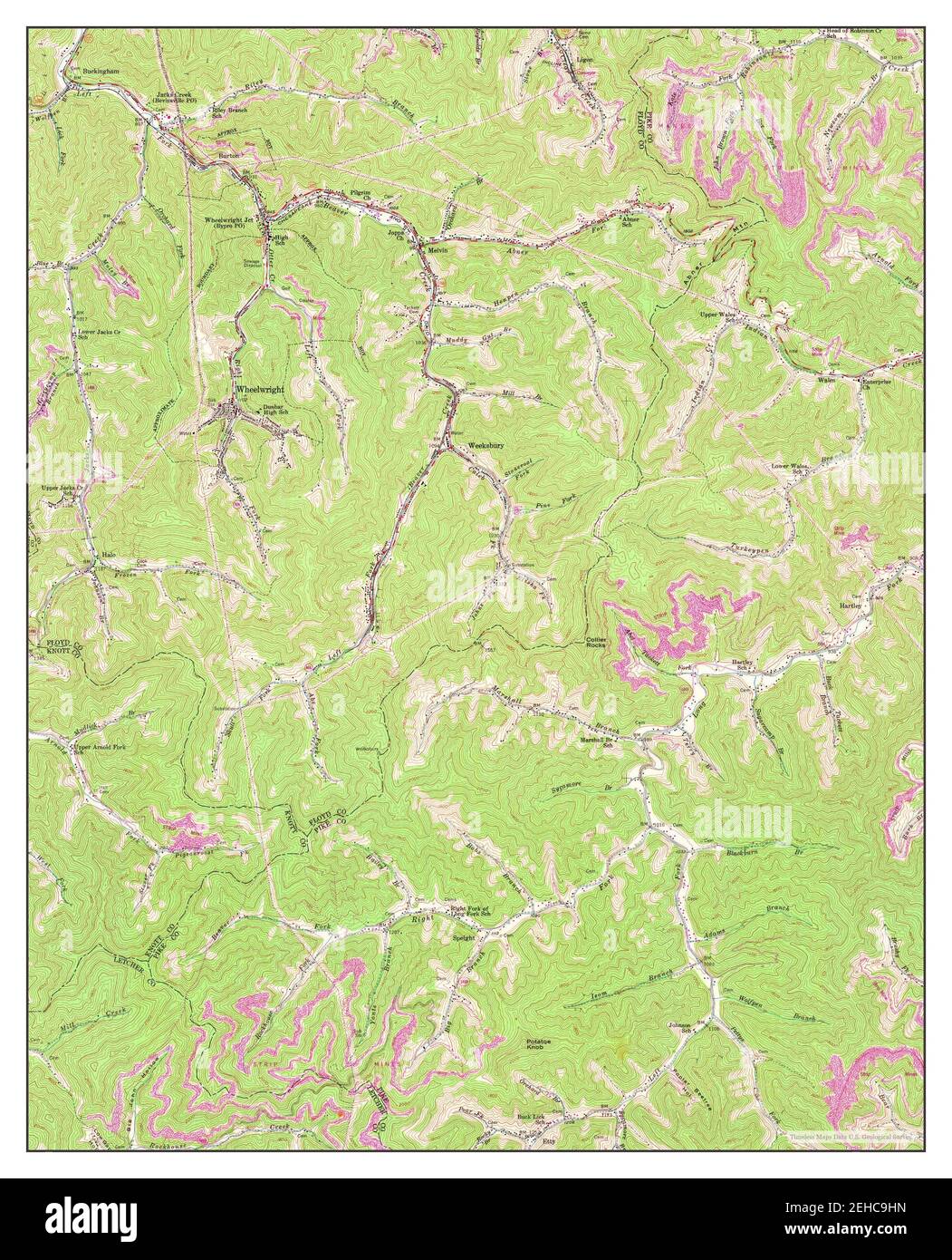 Wheelwright, Kentucky, map 1954, 124000, United States of America by