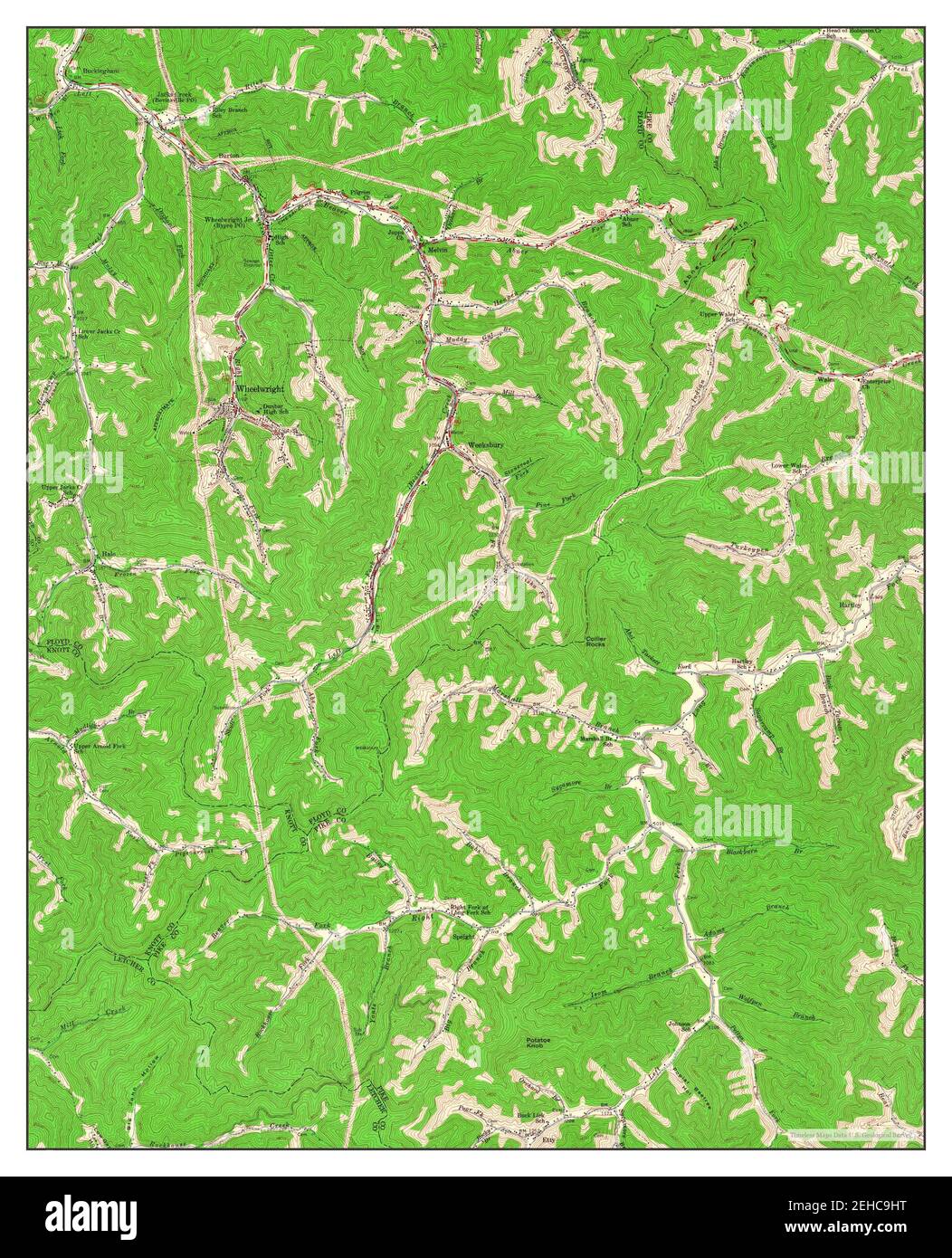 Wheelwright, Kentucky, map 1954, 124000, United States of America by