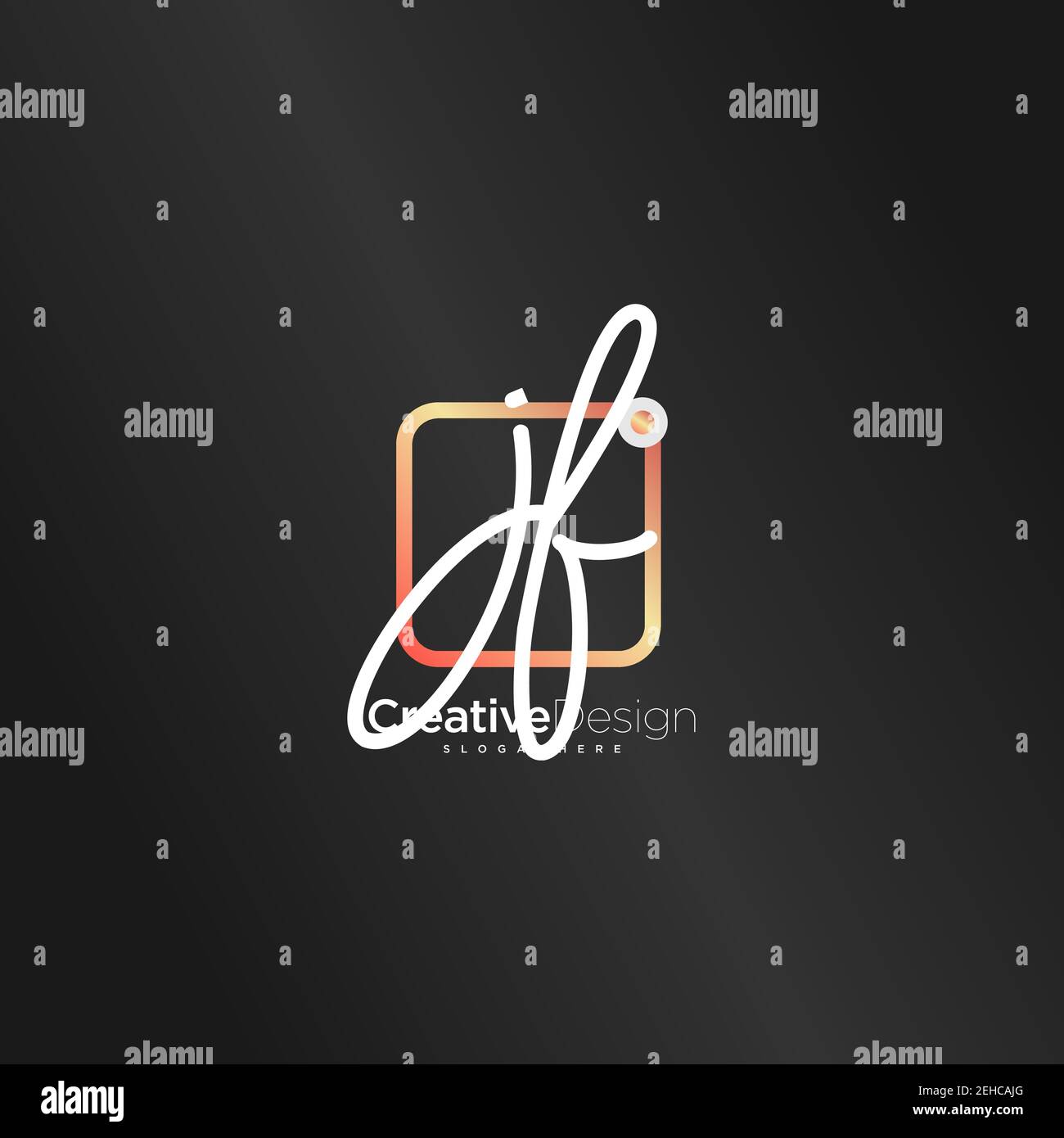 JF Initial Letter handwriting logo hand drawn colorful box vector, logo ...