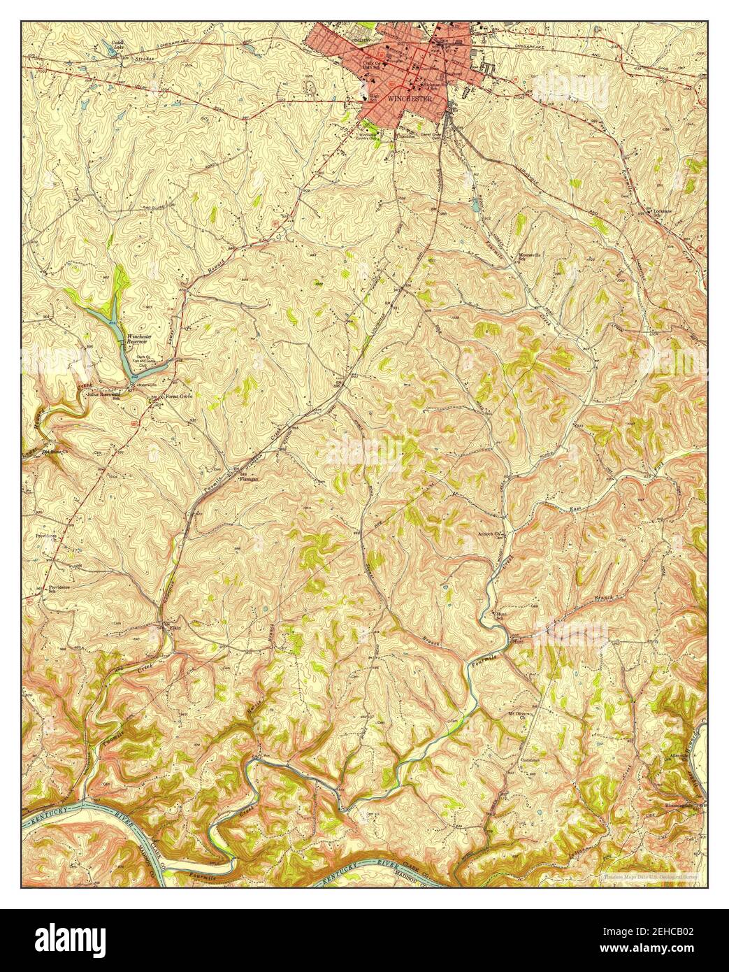 Winchester, Kentucky, map 1952, 124000, United States of America by