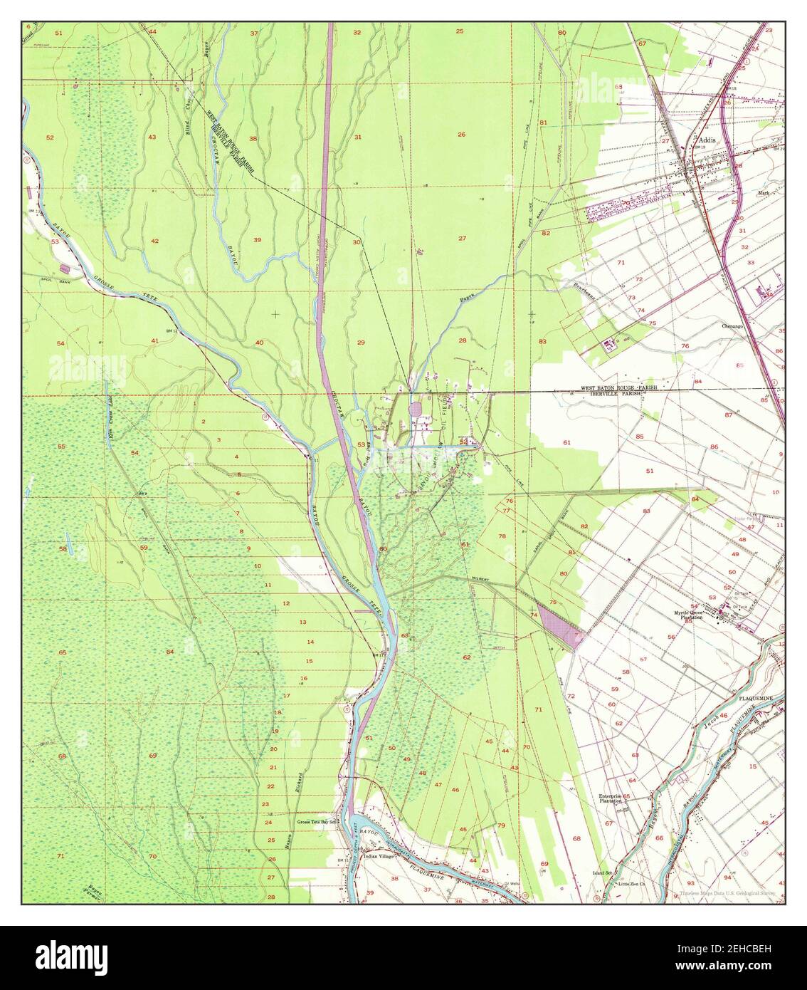 Addis, Louisiana, map 1953, 124000, United States of America by
