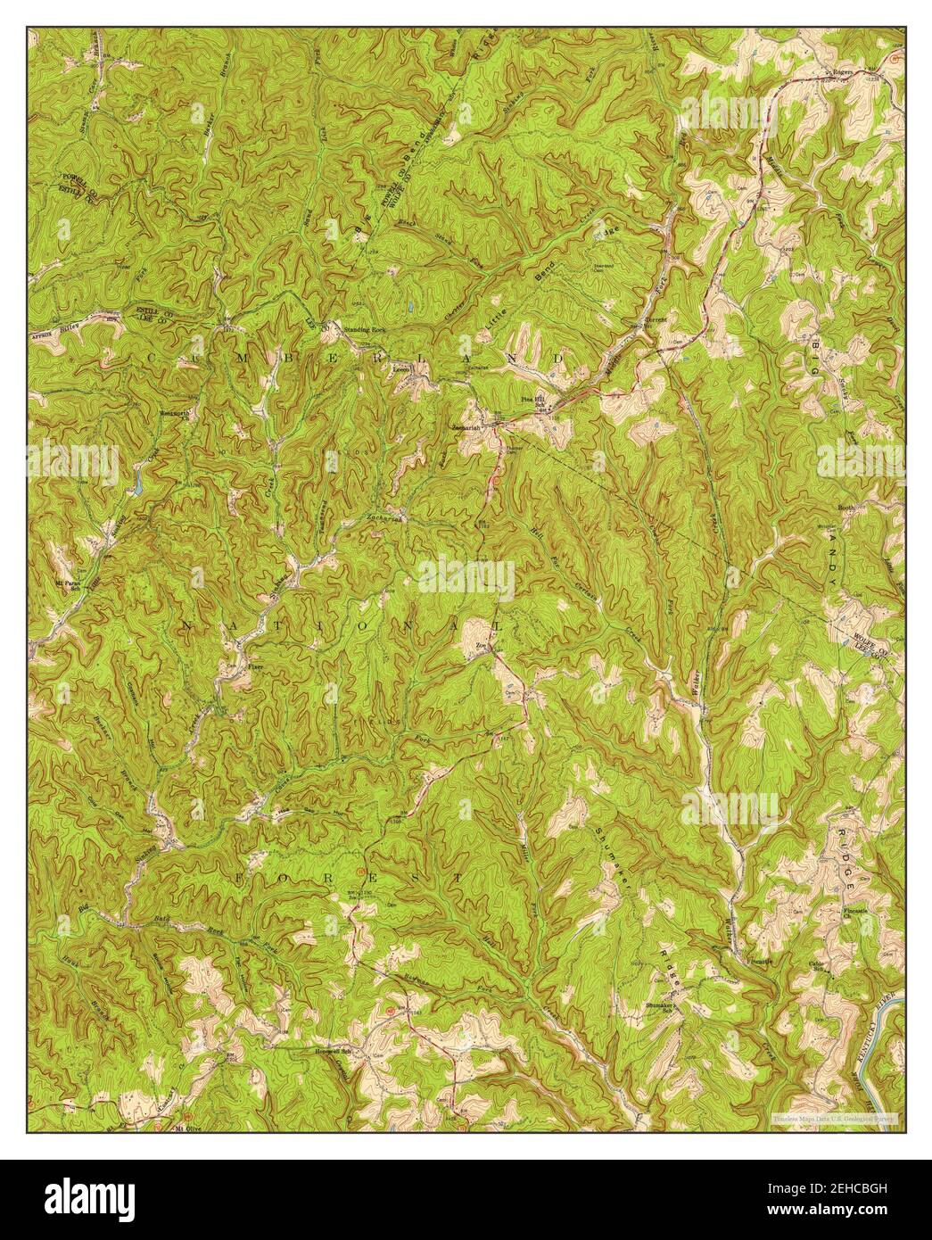 Zachariah, Kentucky, map 1953, 1:24000, United States of America by Timeless Maps, data U.S. Geological Survey Stock Photo