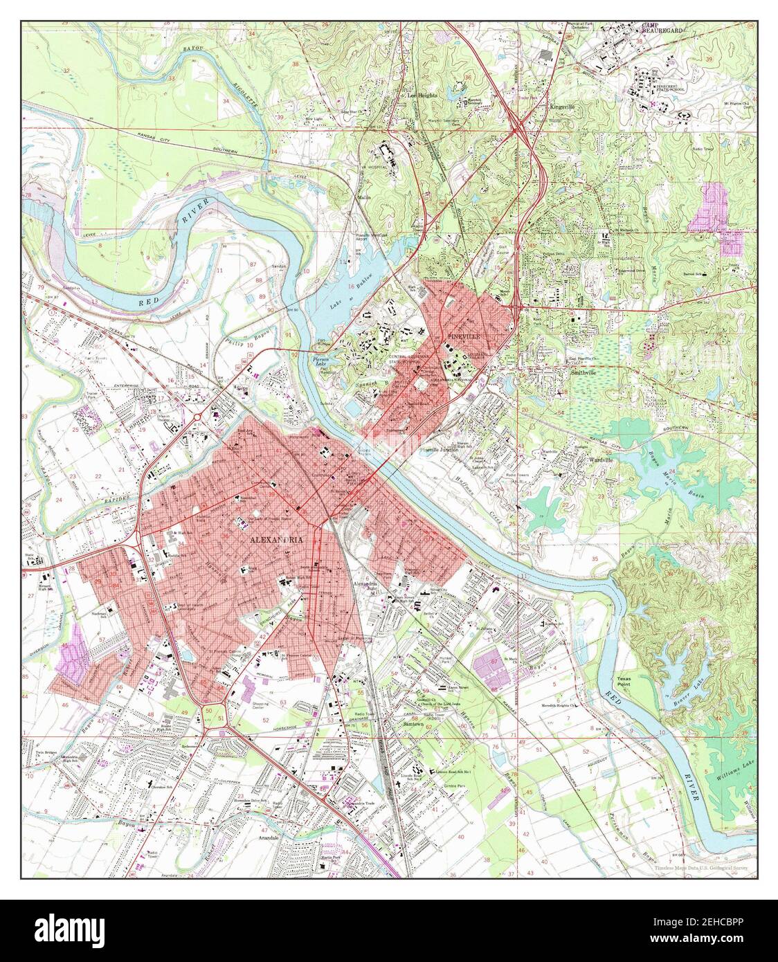 Alexandria, Louisiana, map 1972, 124000, United States of America by
