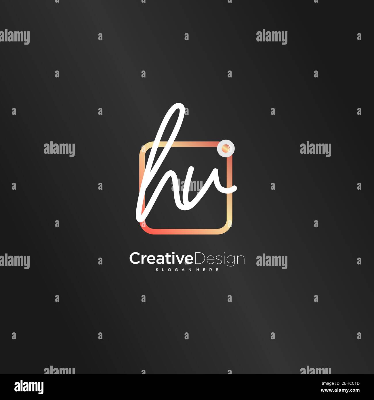 HV Initial Letter handwriting logo hand drawn colorful box vector, logo ...
