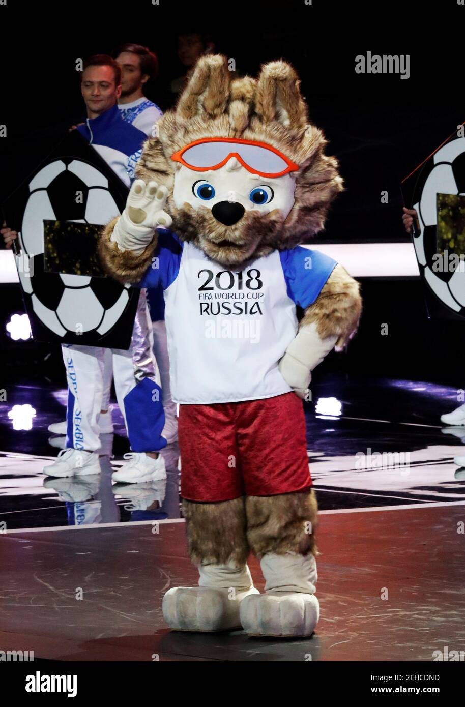Soccer Football - 2018 FIFA World Cup Draw - State Kremlin Palace, Moscow, Russia - December 1, 2017   2018 FIFA World Cup Official mascot Zabivaka during the draw   REUTERS/Sergei Karpukhin Stock Photo