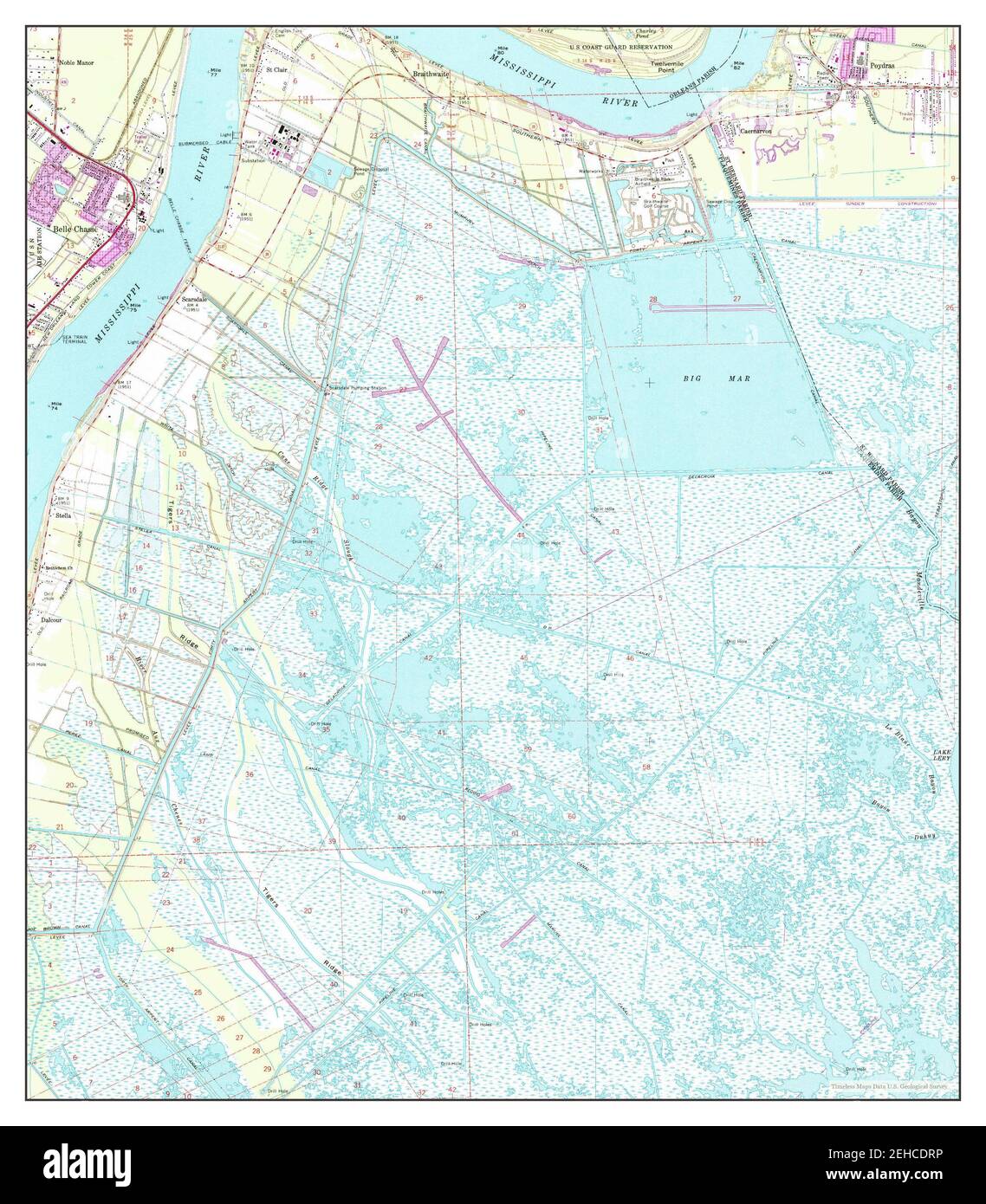 Belle Chasse, Louisiana, map 1966, 124000, United States of America by