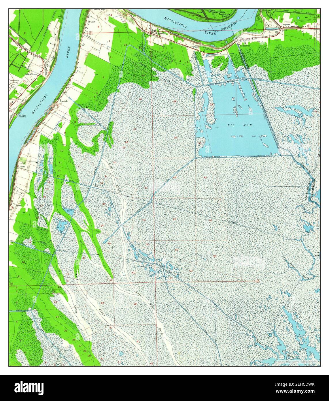 Belle Chasse, Louisiana, map 1951, 124000, United States of America by