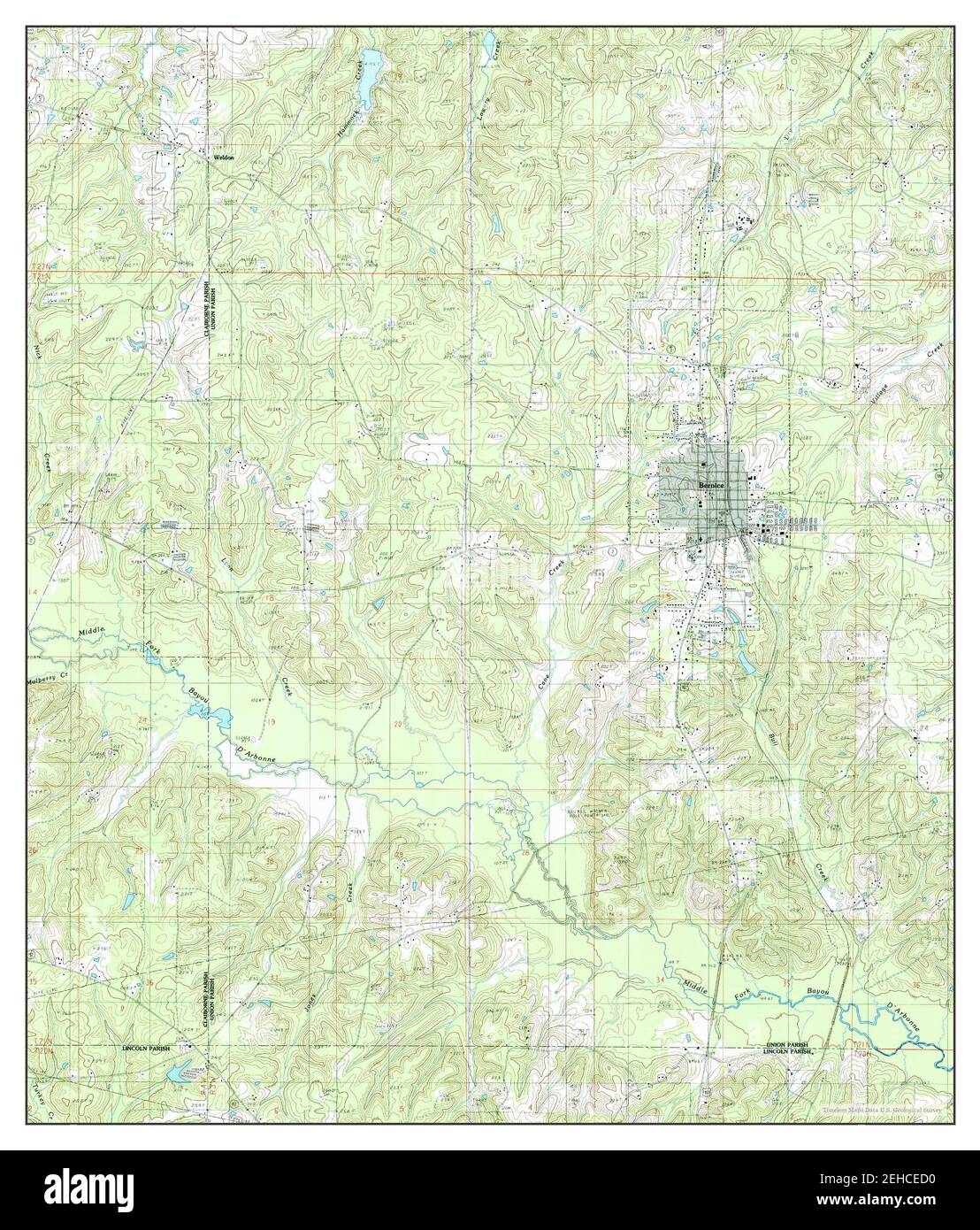 Bernice, Louisiana, map 1985, 124000, United States of America by