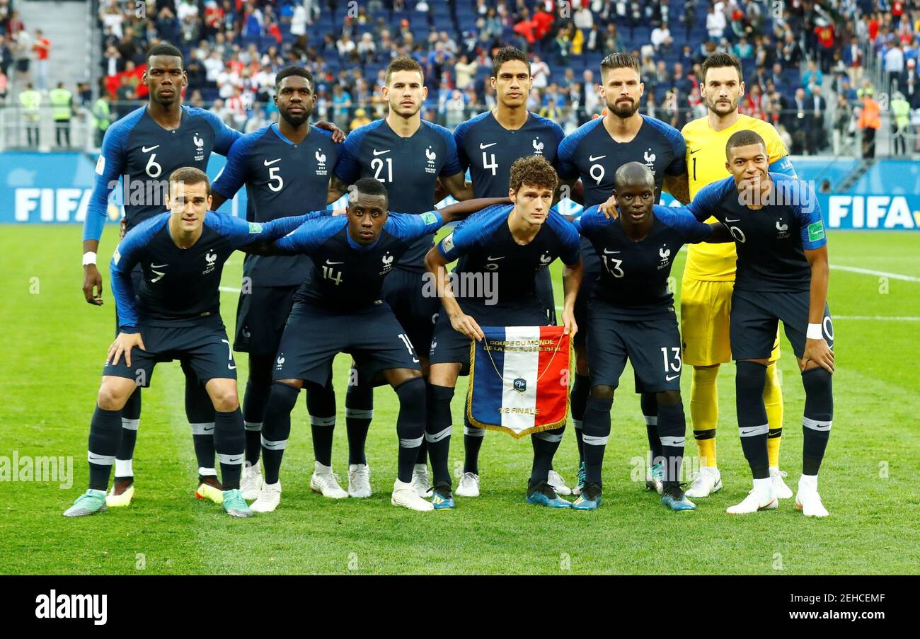 Soccer Football - World Cup - Semi Final - France v Belgium - Saint Petersburg Stadium, Saint Petersburg, Russia - July 10, 2018  France players pose for a team group photo before the match    REUTERS/Michael Dalder Stock Photo