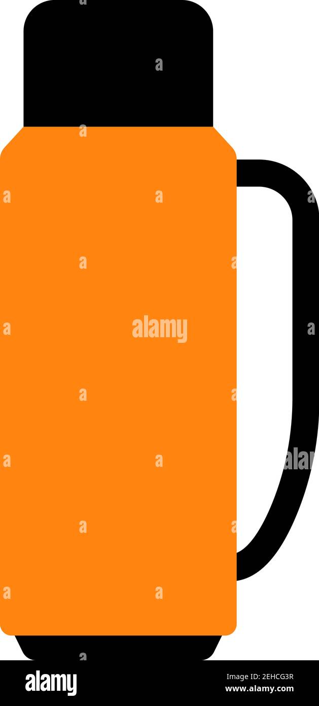 Realistic thermos infographic. Long lasting heat, flask structure