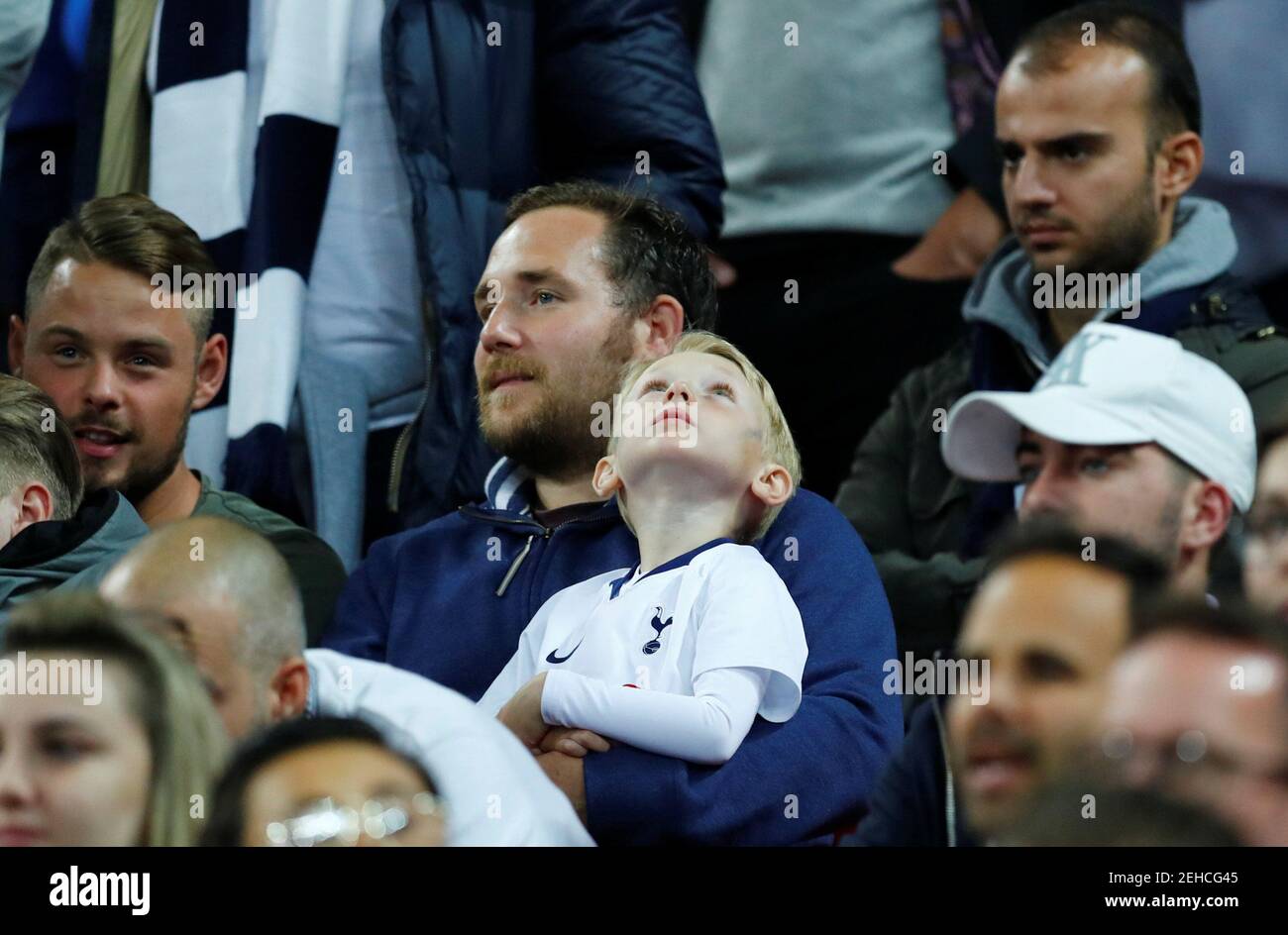 Soccer Football - Champions League - Group Stage - Group B - Tottenham Hotspur v FC Barcelona - Wembley Stadium, London, Britain - October 3, 2018 Tottenham fans inside the stadium REUTERS/Eddie Keogh Stock Photo