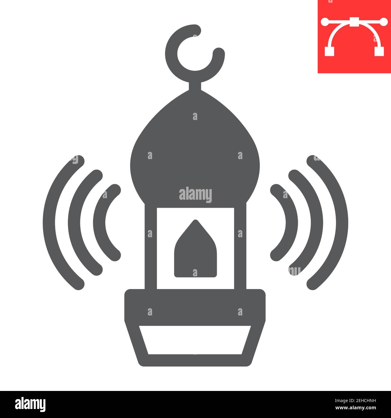 Adhan call glyph icon, happy ramadan and religion, mosque vector icon ...
