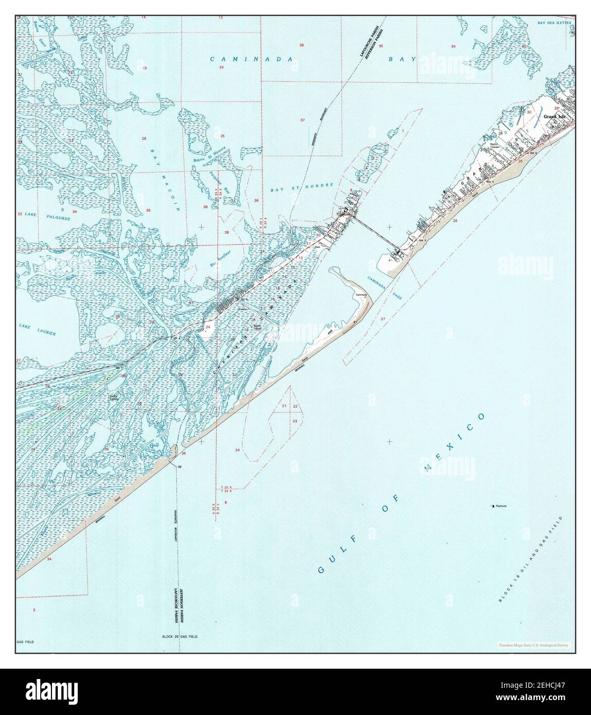 Caminada Pass, Louisiana, map 1994, 1:24000, United States of America by Timeless Maps, data U.S. Geological Survey Stock Photo