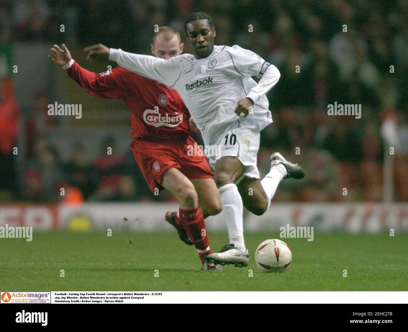 Football Carling Cup Fourth Round Liverpool V Bolton Wanderers 3 12 03 Jay Jay Okocha Bolton Wanderers In Action Against Liverpool Mandatory Credit Action Images Darren Walsh Stock Photo Alamy