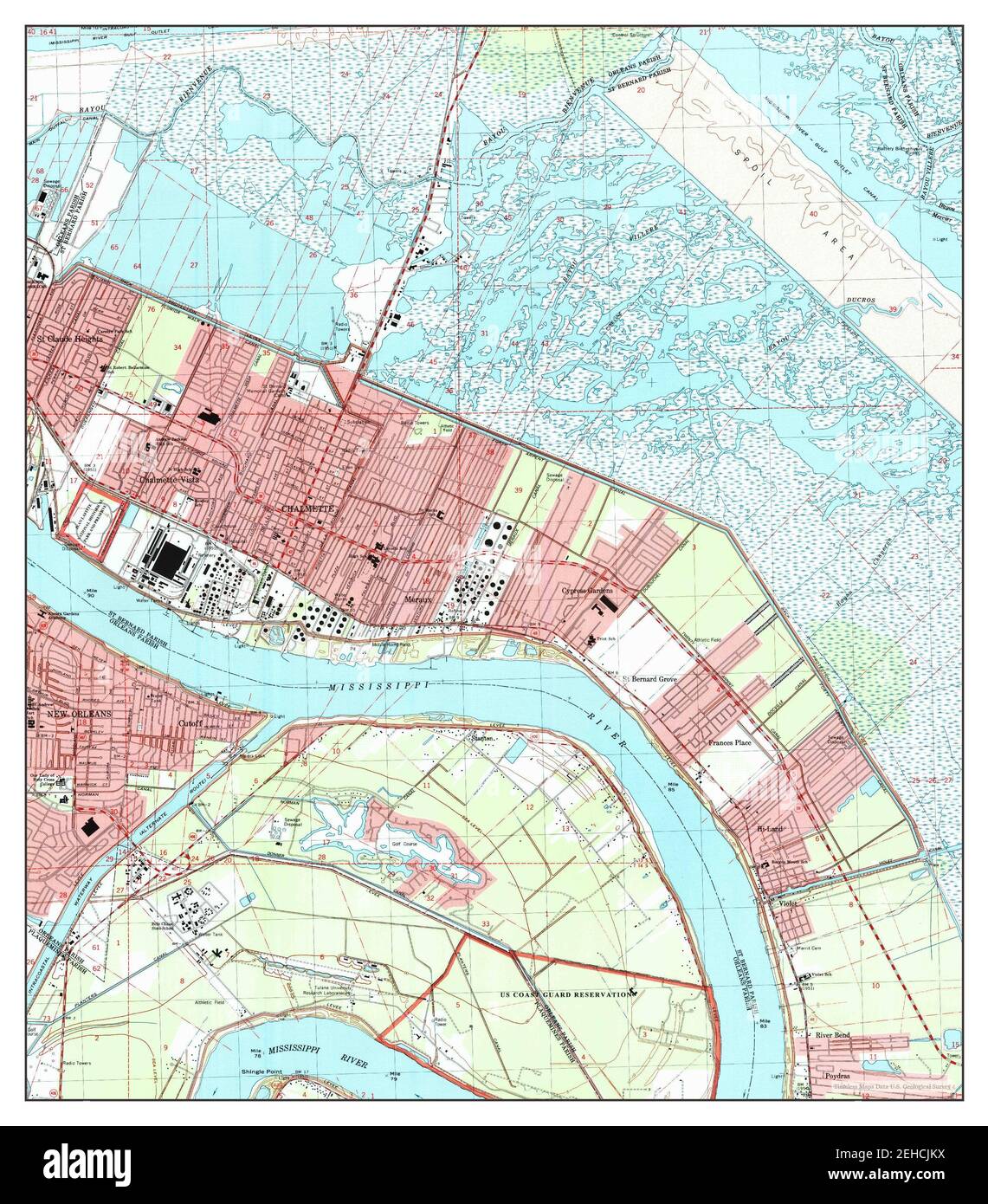 Chalmette, Louisiana, map 1998, 1:24000, United States of America by Timeless Maps, data U.S. Geological Survey Stock Photo