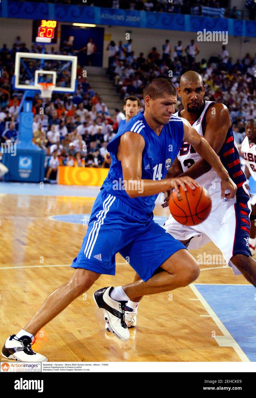 Basketball - Olympics - Athens 2004 Olympic Games - Athens - 17/8/04  Lazaros Papadopoulos of Greece in action Mandatory Credit: Action Images /  Brandon Malone Stock Photo - Alamy