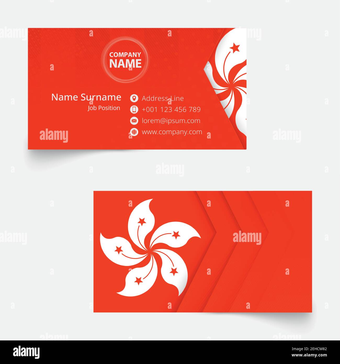 Hong Kong Flag Business Card, standard size (90x50 mm) business card