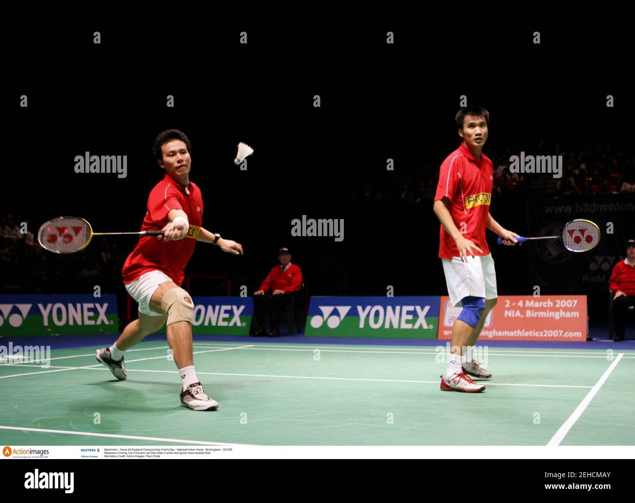 Badminton - Yonex All England Championship Final's Day - National Indoor  Arena - Birmingham - 22/1/06 Malaysia's Choong Tan Fook and Lee Wan Wah in  action during the mens doubles final Mandatory