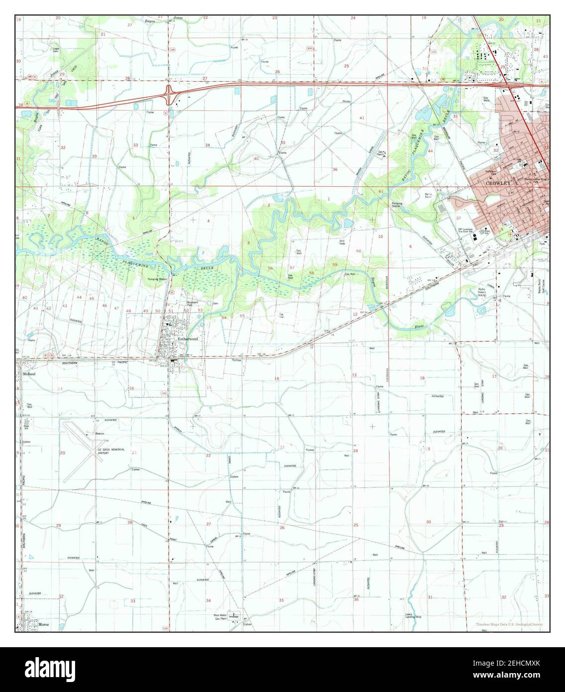 Crowley West, Louisiana, map 1983, 124000, United States of America by