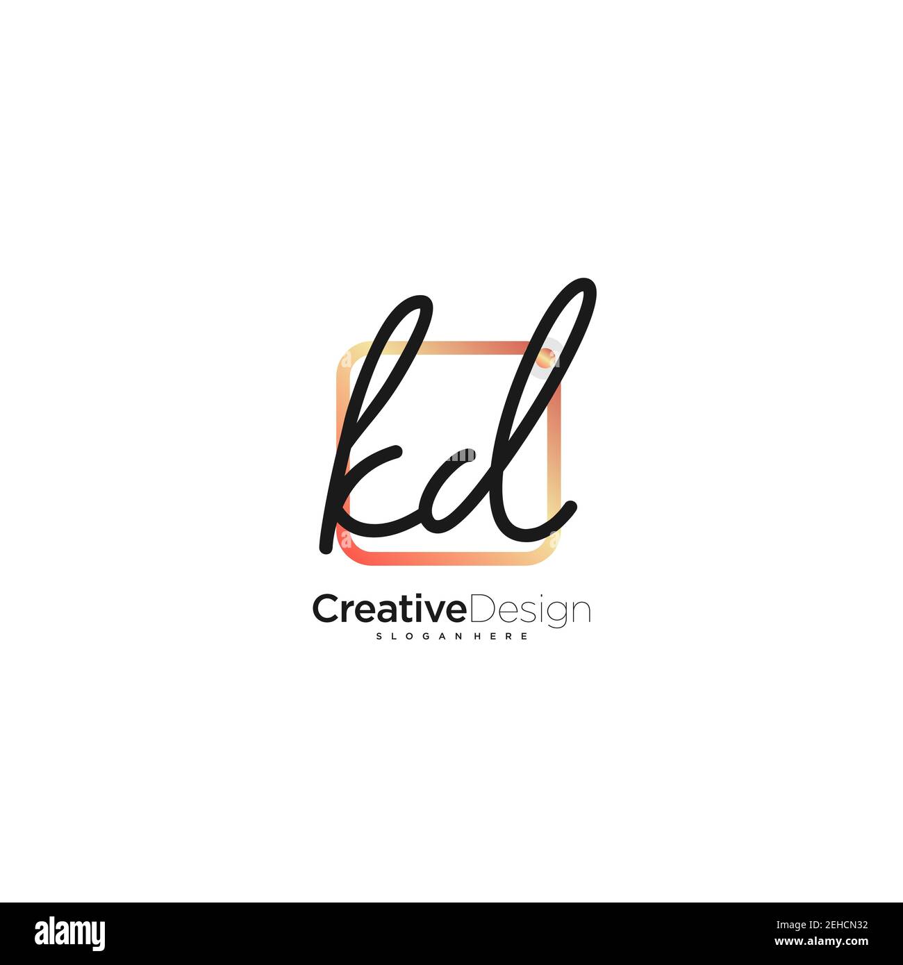 KD Initial Letter handwriting logo hand drawn colorful box vector, logo ...