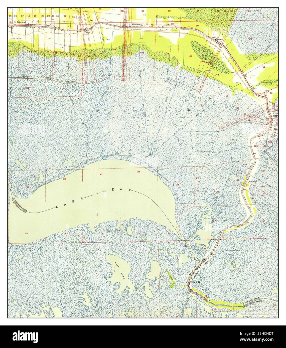 Delacroix, Louisiana, map 1951, 124000, United States of America by