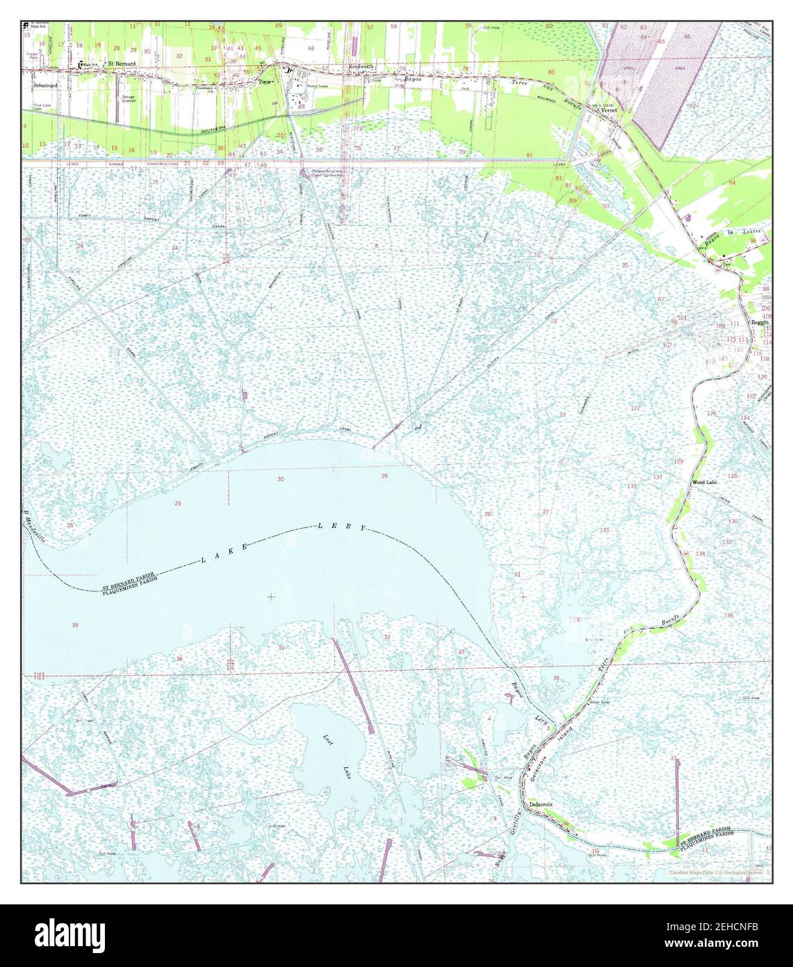 Delacroix, Louisiana, map 1967, 124000, United States of America by