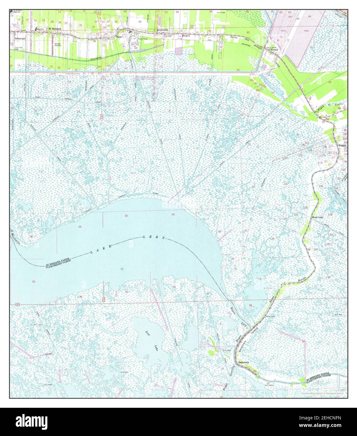 Delacroix, Louisiana, map 1967, 124000, United States of America by