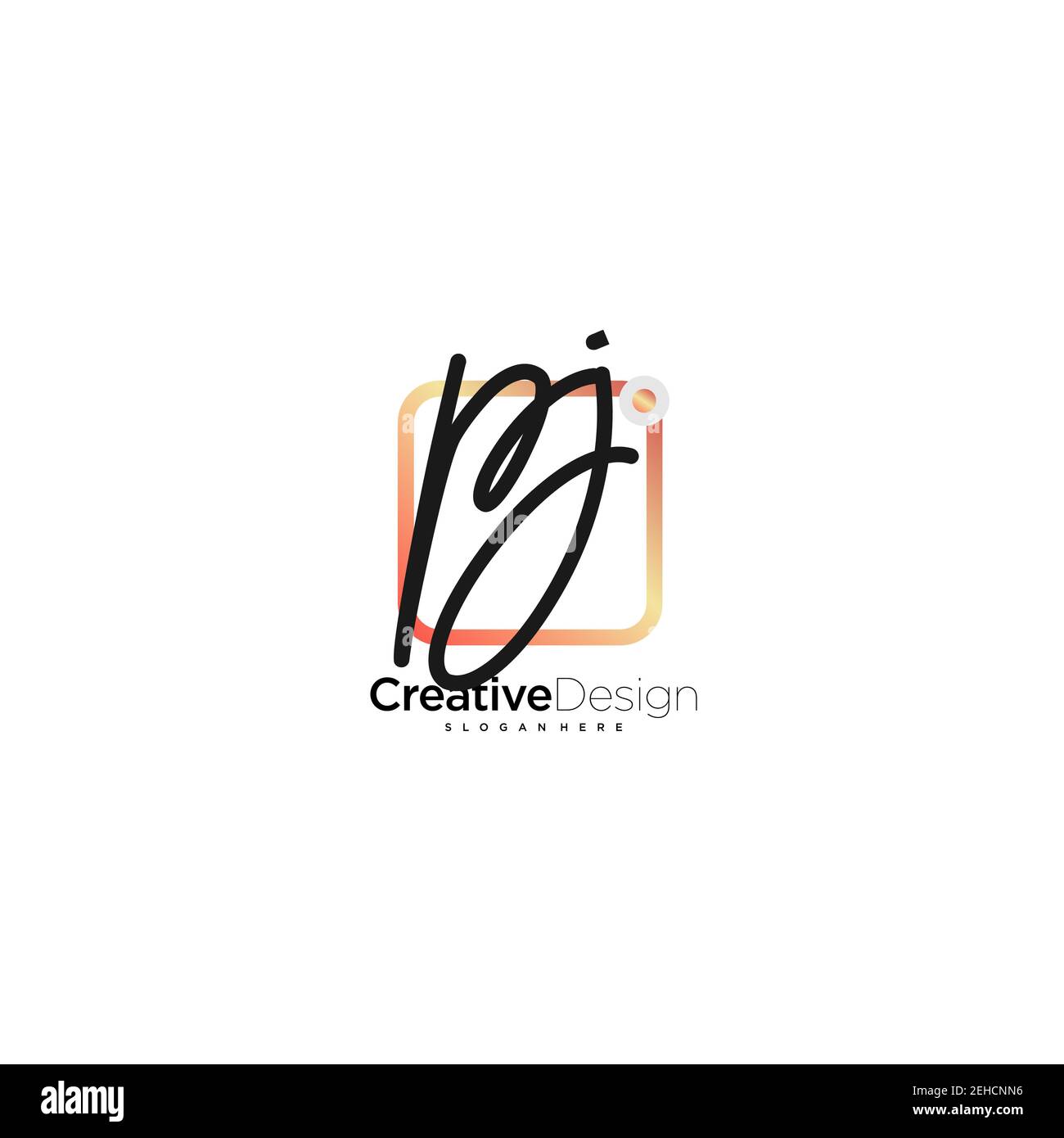 Pj Sign Design PJ Initial Letter handwriting logo hand drawn colorful box vector, logo ...
