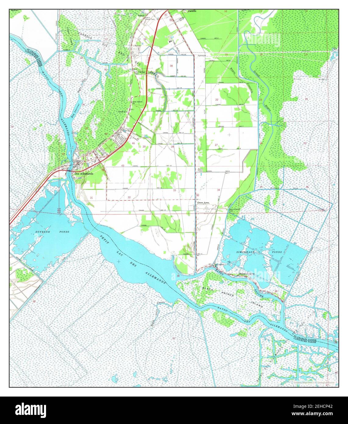 Des Allemands, Louisiana, map 1967, 124000, United States of America