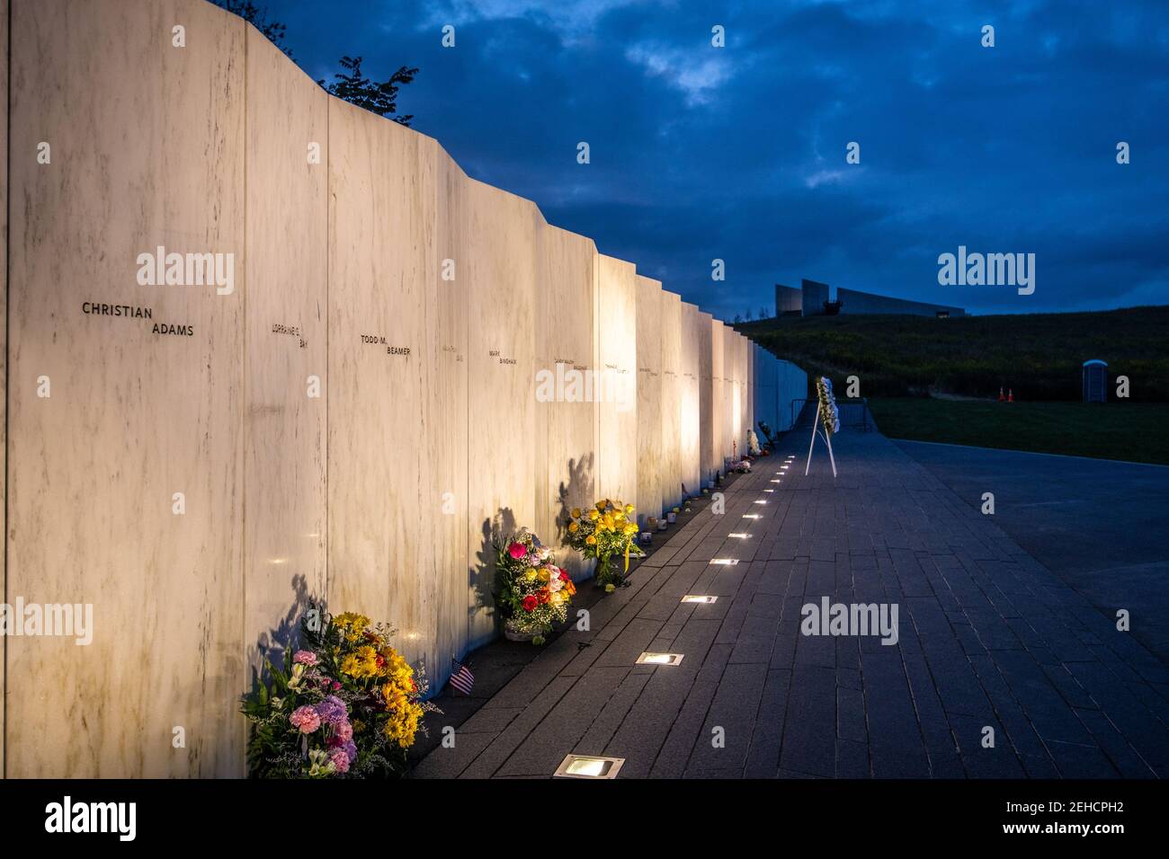 Names of those who died during 9/11 illuminated on wall at Flight 93