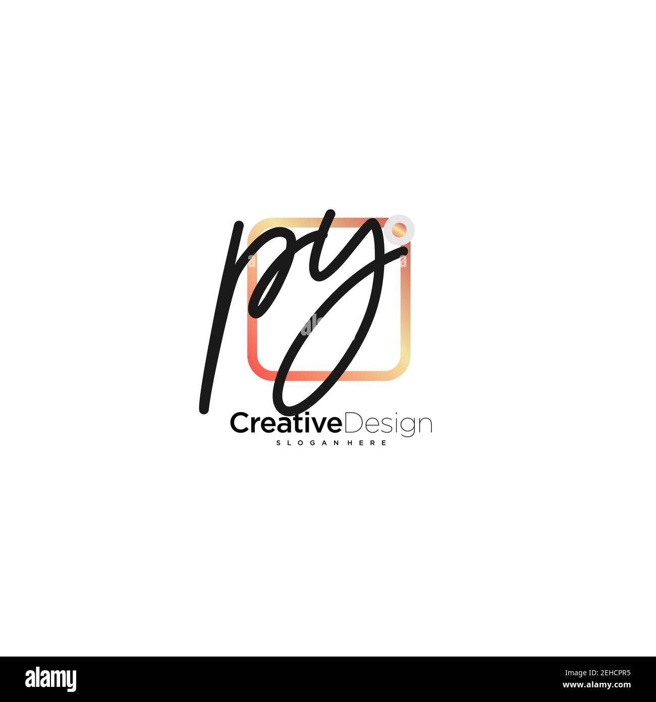 PY Initial Letter handwriting logo hand drawn colorful box vector, logo ...