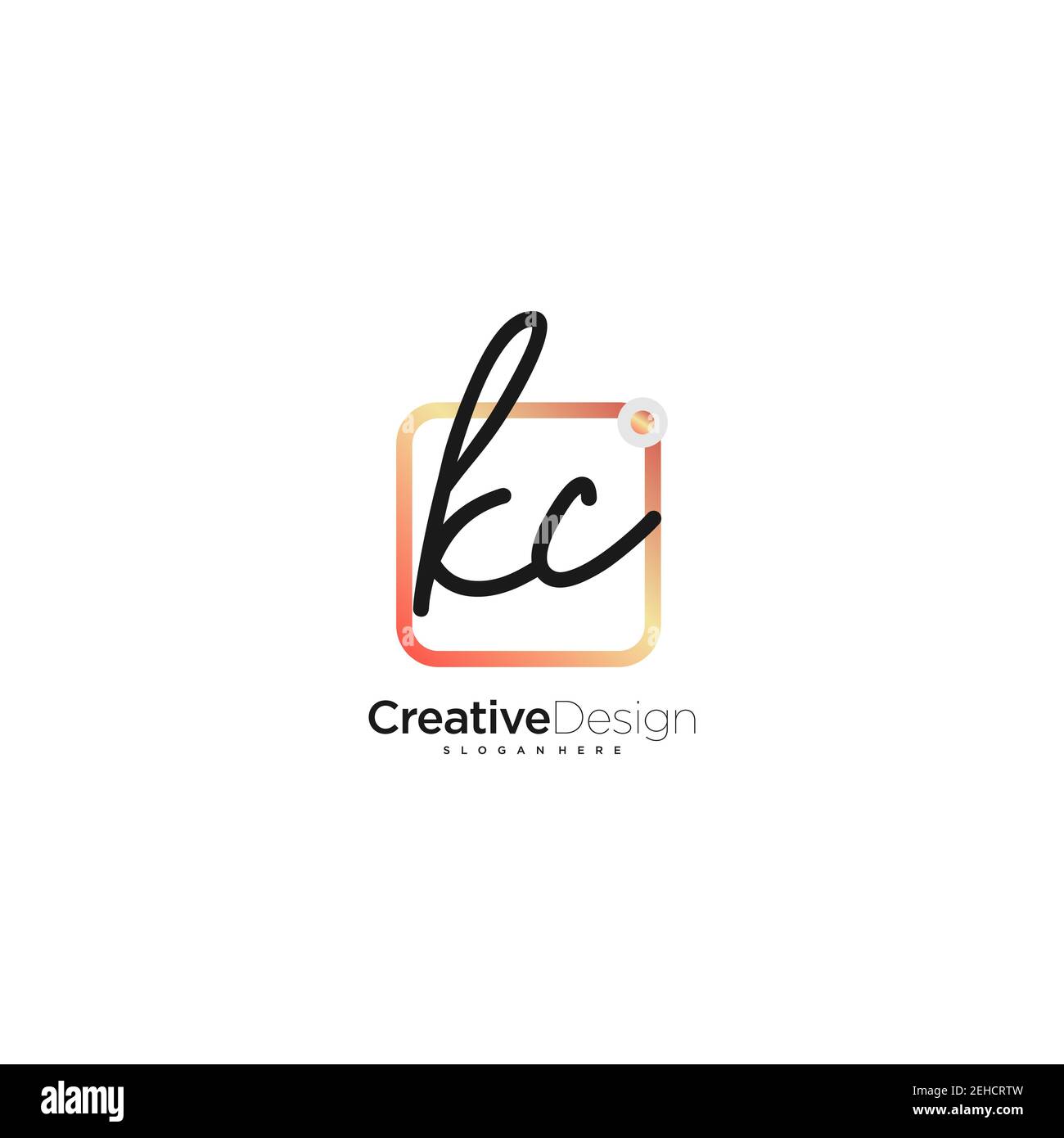 KC Initial Letter handwriting logo hand drawn colorful box vector, logo ...