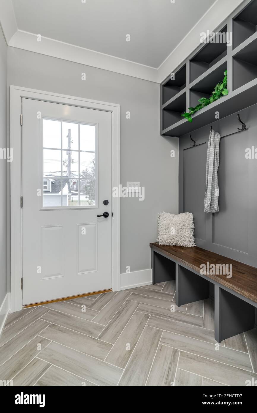 Mudroom hooks and bench outlet